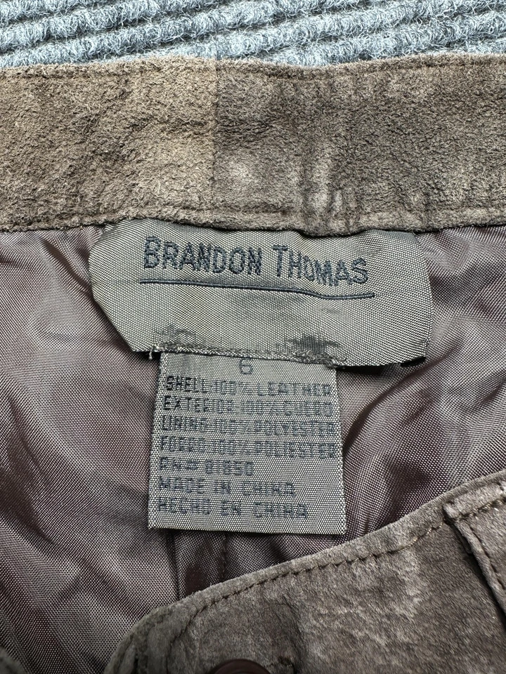 Pantalones Brandon Thomas para mujer 6 marrón gamuza cuero pierna recta forrados 30 entrepiernas Foto 3 de 4