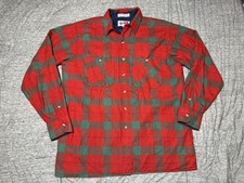 Vintage 80s Arrow Sportswear Shirt Mens Large Red Green Windowpane Plaid Flannel