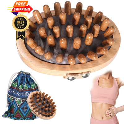 #ad ElevateTech Meridian Pressure Brush Wood Therapy Massage Tools for Brown $15.99