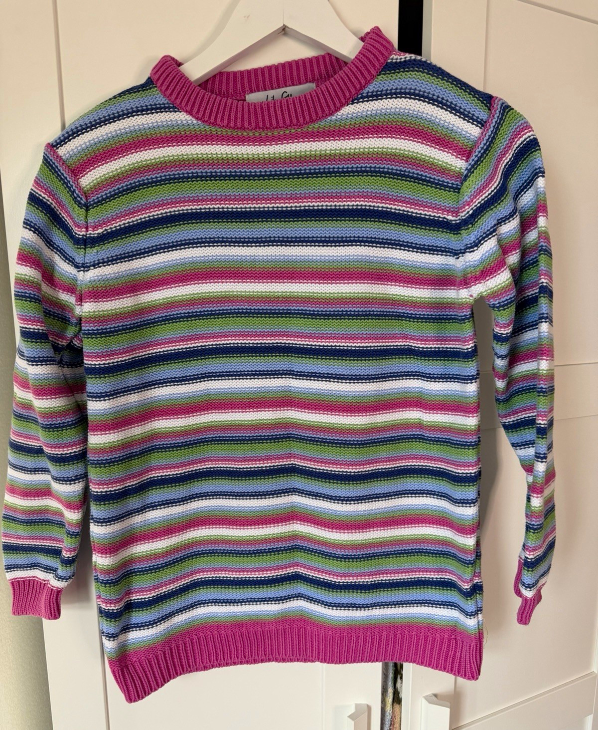 Lily Ella size S Multicoloured Striped Knit Crew Neck Long Sleeve Cotton Jumper