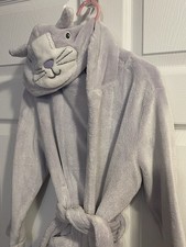 Pottery Barn Kids Girl Size 4-6 Purple Cat Fleece Plush Robe