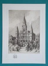 NEW ORLEANS Lousiana St. Louis Cathedral - 1890 SCARCE Print 11 x 15"