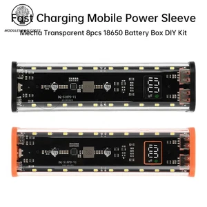 Transparent 8x18650 Battery Box DIY Kit Fast Charging Mobile Power Bank Case