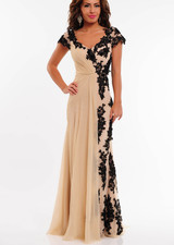 SHERRI HILL 1600 BLACK NUDE LACE LONG EVENING PAGEANT DRESS GOWN 4
