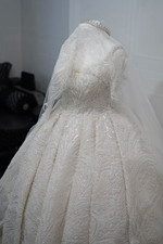 White Ball Gown Wedding Dress with very long veil