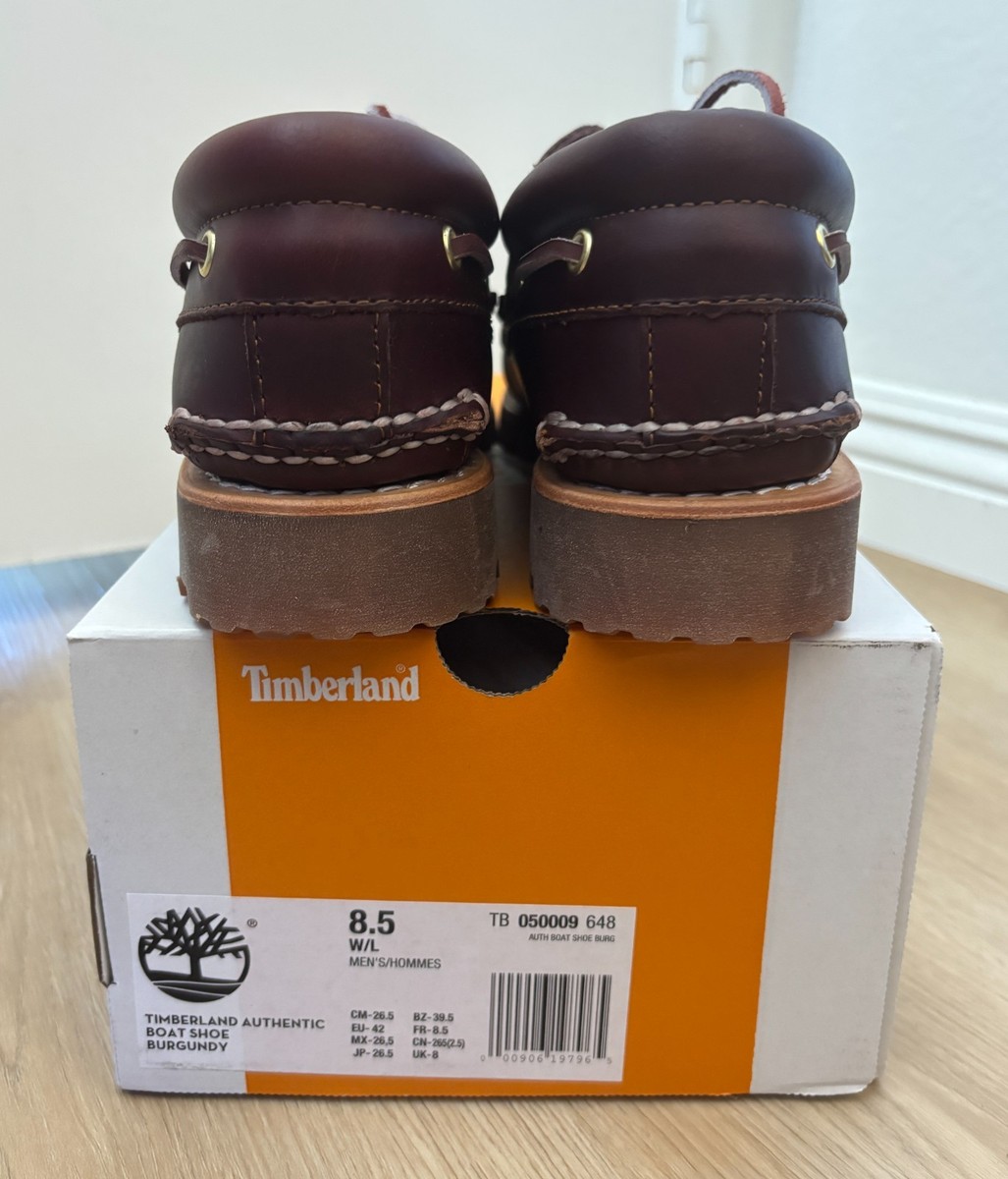 Timberland Authentic 3-Eye Lug Handsewn Boat Shoe -BURGUNDY - mens