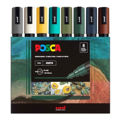 POSCA PC-5M Water-Based Paint Markers, Reversible Medium Tip (1.8-2.5mm), Ear...