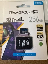 Team Group 256GB Elite microSDXC UHS-I U3 A1 4K UHD MicroSD Card +SD Adapter NEW