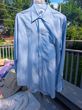 Lacoste Men's Check Blue/White Cotton Dress Shirt Long Sleeve Regular 44