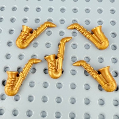 LEGO Lot of 5 Saxophones - Pearl Gold - New Genuine Sax Music Instrument