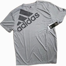 Adidas Men's T-Shirt 3S Logo Graphic Athletic Short Sleeve Shirt Gray L.