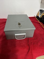Vintage Gray Steel Security Lock Box with 2 Keys