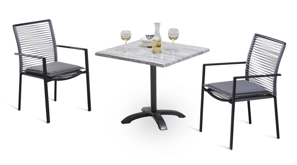 Silla apilable VINCENZA sillón con reposabrazos silla de jardín sillón de comedor antracita/gris