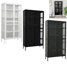 Vitrine mit 4 Regalfächern Hochschrank Standvitrine Glasvitrine Bücherschrank