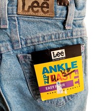 Vintage JEANS 1980's GIRLS Lee Jeans 12 REG 24x25 HIGH WAIST ZIP Ankle STONE NOS