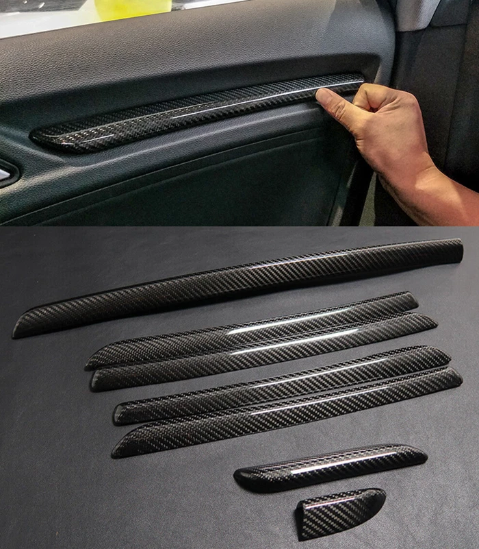 Carbon Fiber Interior Door Console Panel Trim Strip For Audi A3 S3 RS3 14-18 - Image 2 of 4