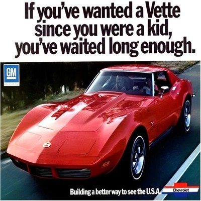 1973 Chevrolet Corvette Ad POSTER 24 X 24 Inches Wall Art | Classic Car