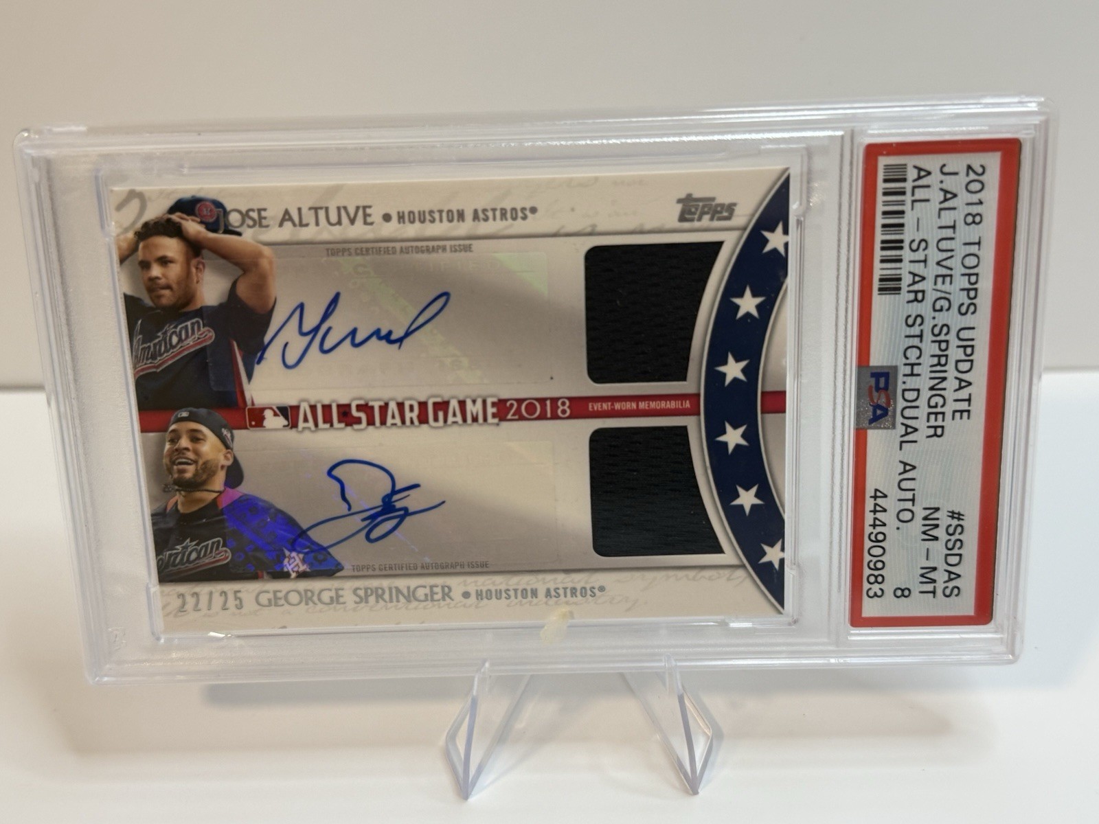 2018 Topps All Star Dual  Auto Jose Altuve George Springer #/25 Psa 8 Pop 1!!