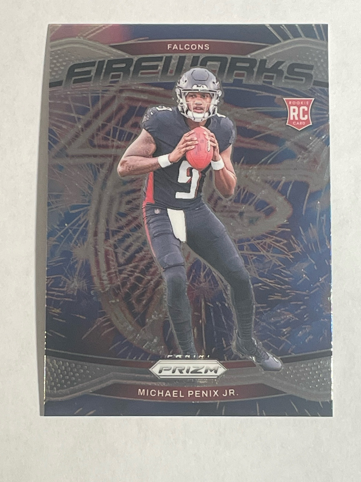 Michael Penix Jr. 2024 Panini Prizm RC Silver Fireworks #16 Falcons