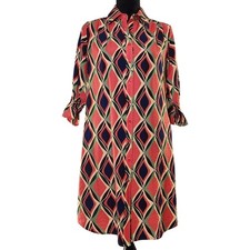 BOHO CHIC NWT Pink Print Button Down Front Dress, Size Small