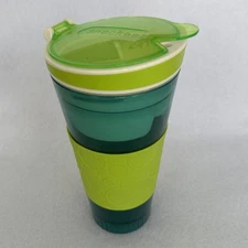 SNACKEEZ 2 In 1 Drink Snack Cup Aqua Green & Lime Green