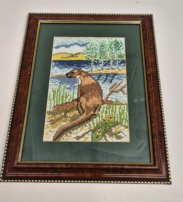 Vintage Maser Nussbaum Stil Bilderrahmen Gold Dentil Detail & grüne Fassung 26x21