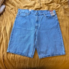 Levis 469 Loose Shorts Mens 42 Light Wash Blue Denim Baggy Jean Shorts NWT