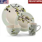 16 Piece Stoneware Dinnerware Set Microwave Dishwasher Safe Unique Design New