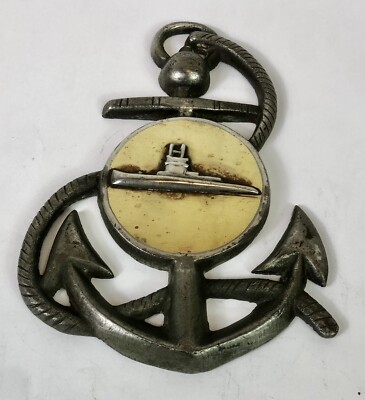 Vintage Royal Navy Fouled Anchor Insignia, mit U-Boot Abzeichen, Wandbehang