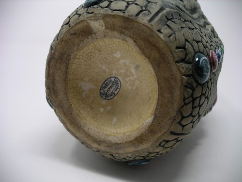 Antique Amphora Czech Gres Bijou Jeweled Art Pottery Vase 10" - Picture 9 of 13