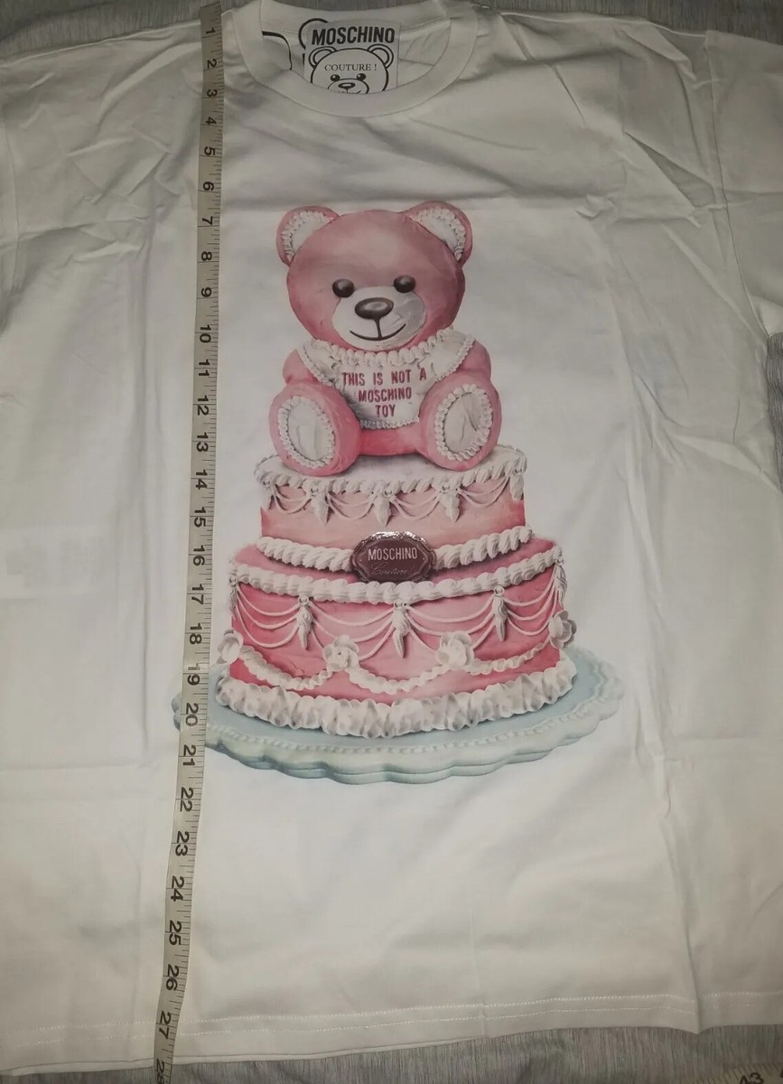 Moschino Women's Cake Teddy Bear Print T-shirt White XS NWT