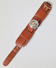 Vintage 30mm Small Timex Mechanical Watch On Double Leather Military Strap VGC
