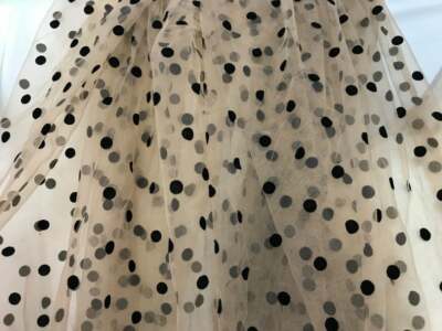 Flocked Polka Dot Tulle Lace Fabric for Tutu Skirt Bridal Dress 59'' Wide By Yard