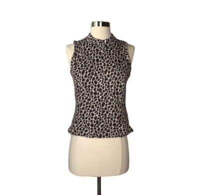 Anthropologie Akemi & Kin Sleeveless Top Size S Leopard Print Cotton Blend Plum