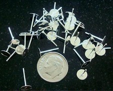 Earring posts 6mm silver pl metal pads pierced findings 40pcs. fpe028