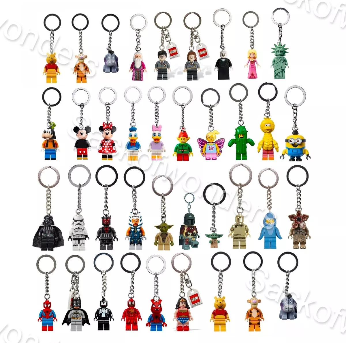 LEGO Minifigures Portachiavi ~ Marvel, Star Wars, Harry Potter, Disney, CMF