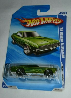 2010 HOT WHEELS '10 MUSCLE MANIA - ' 69 COUGAR ELIMINATOR GREEN WITH FLAMES