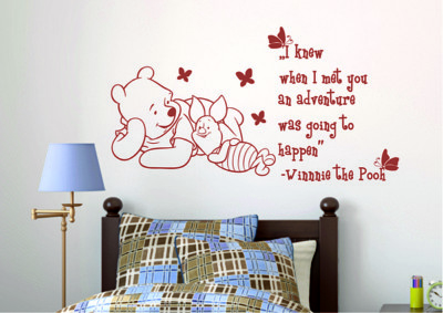 Wandsticker Winnie süßer Bär Abenteuer Zitat Kinderzimmer Schlafzimmer Aufkleber