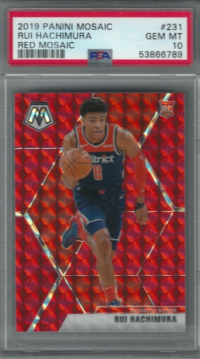 2019 PANINI MOSAIC #231 RUI HACHIMURA PSA 10 GEM MINT RED MOSAIC RC ROOKIE WIZ