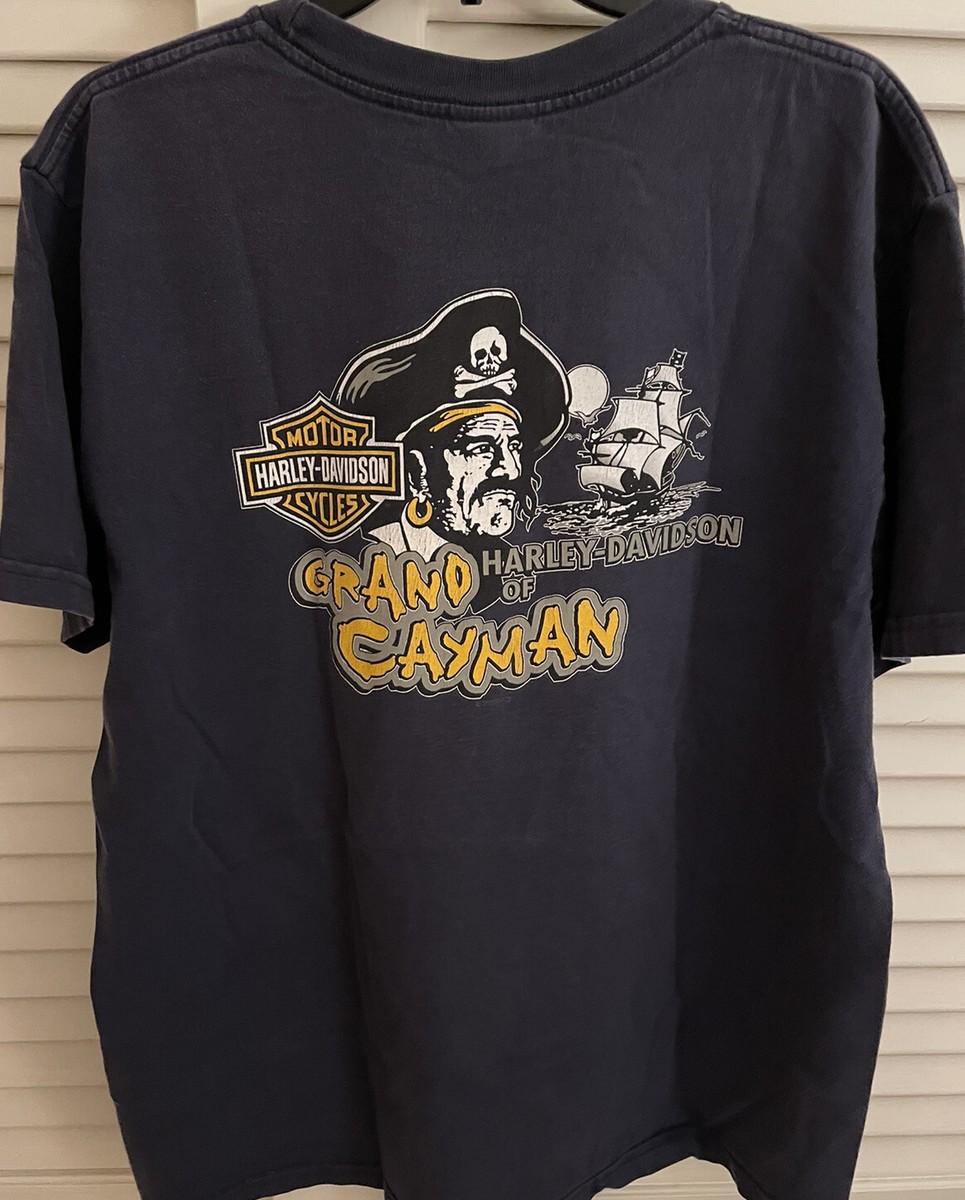 Men's Harley Davidson Grand Cayman Blue T-shirt Pirate Ship
