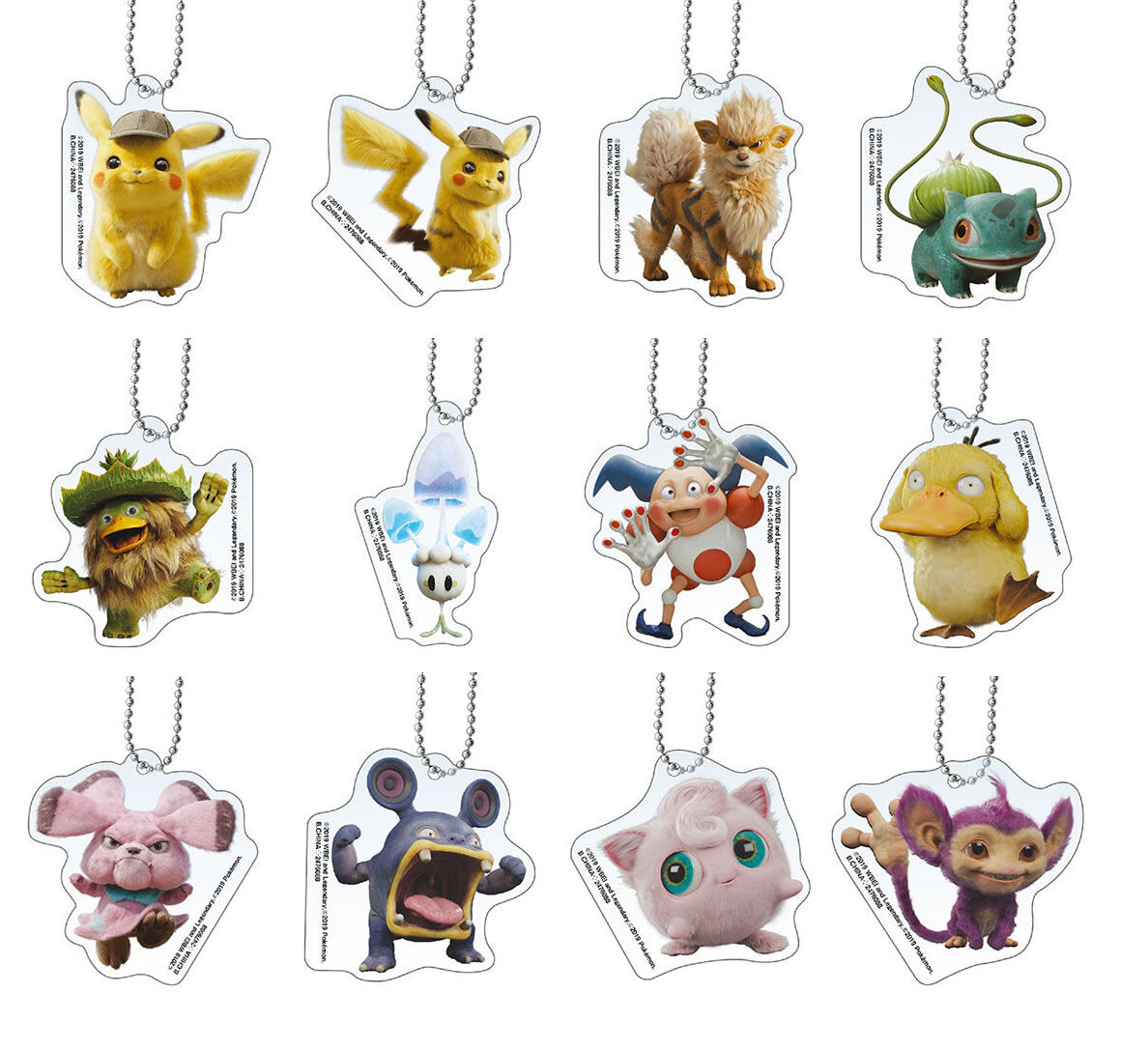 Pokemon Detective Pikachu Keychain Figure Bandai Acrylic Swing set of 12