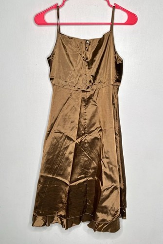 Vintage Y2K Sugarplum Long Satin Dress Girls Size 12 Sleeveless Bronze Formal - Picture 3 of 4