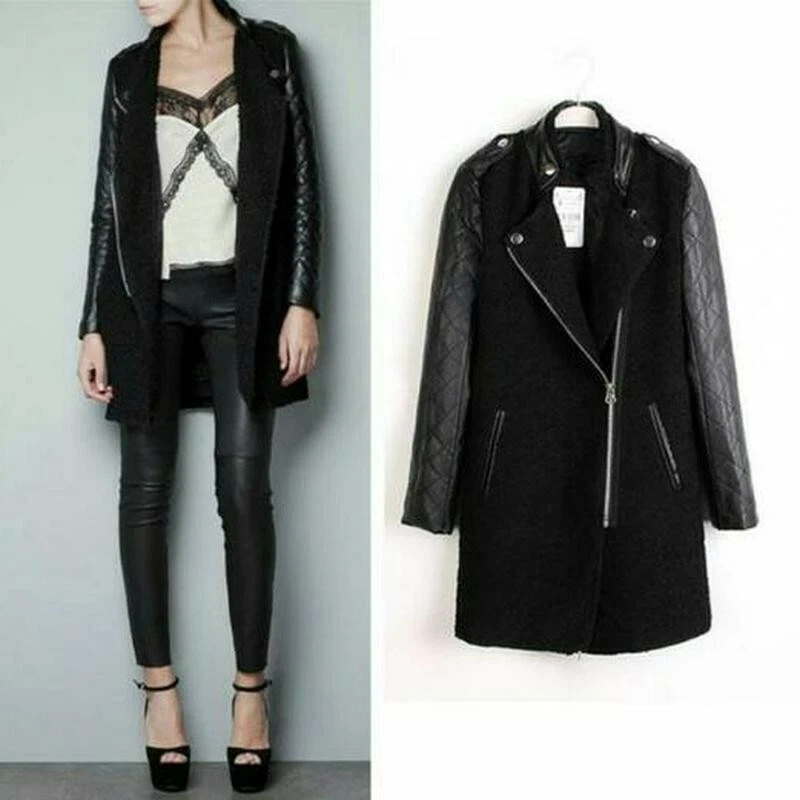 Leather sleeve deals coat zara