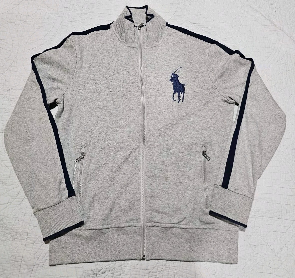 Polo Ralph Lauren grigia Big Pony felpa full zip taglia media