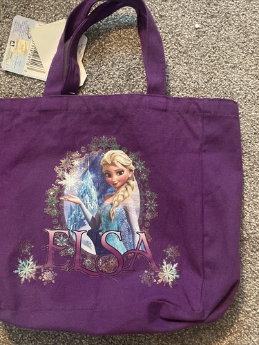 Frozen Elsa tote bag Canvas Shopping Bag purple handled new with tags Disney - Picture 7 of 24