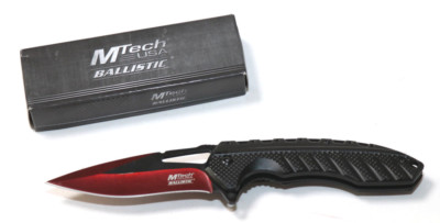 MTech USA Taschenmesser, rote und schwarze Klinge MTEC-1574 Jagdmesser (023)