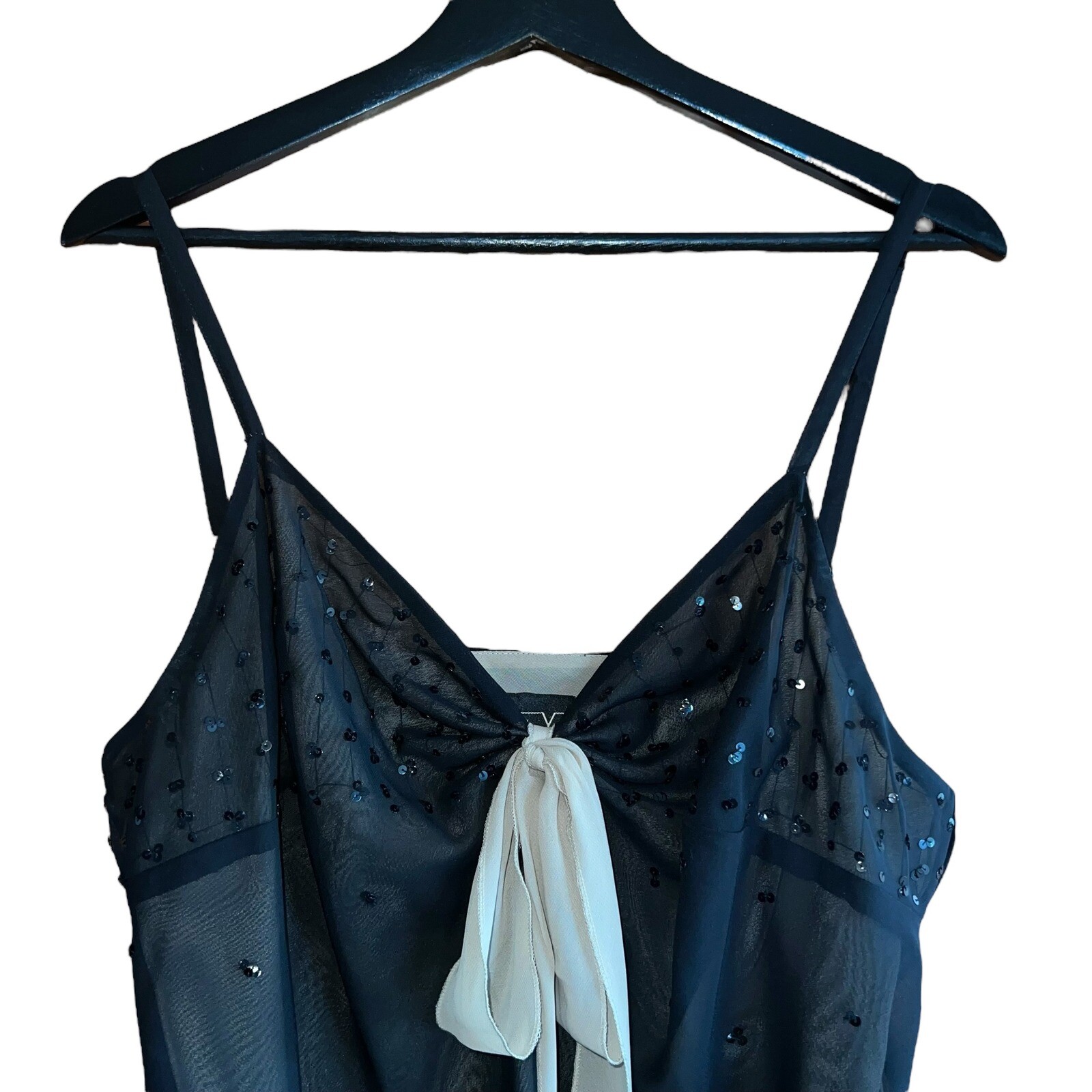 Venezia Sequin Layered Cami Top Party Blouse Black Tan whimsygoth Size 20