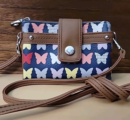 Reliquia Mujer Mariposa Correa Desmontable Cartera Pequeña Cartera Bolso de Hombro Azul Marino  - Imagen 9 de 19