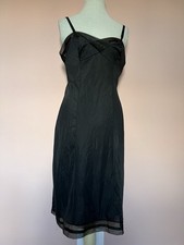 Vintage Black nylon slip dress Chemise Petticoat Medium uk12 uk14 1950s Lingerie