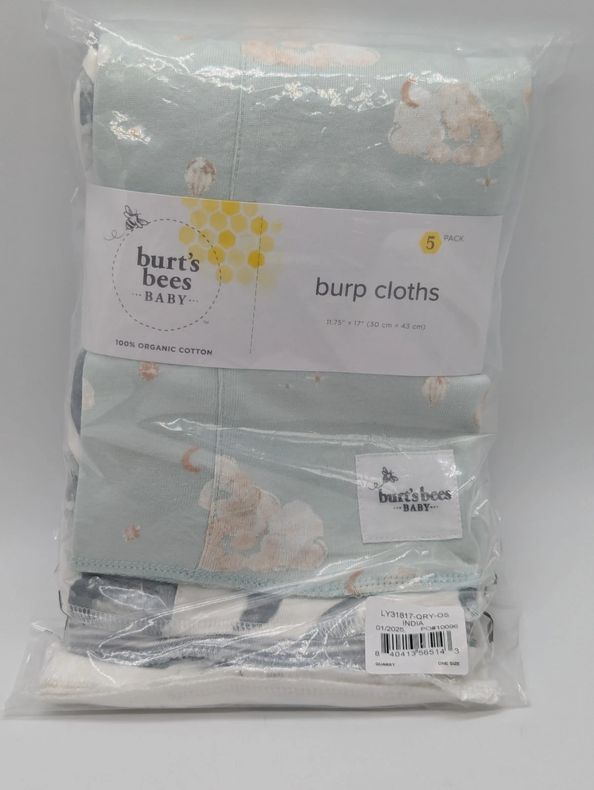 Burt's Bees Baby Infant Burp Cloths 100% Organic Cotton, 5-Pack #136633
Opens in a new window or tab